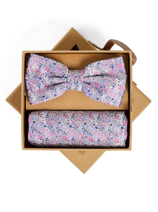 Męska jedwabna muszka i poszetka