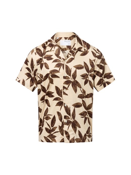 Męska koszula z krótkim rękawem z zawartością lnu - SLHRegnoa