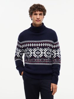 Męski sweter z golfem z wełny