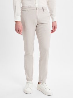 Męskie spodnie materiałowe - ROB Linen Stripe slim fit