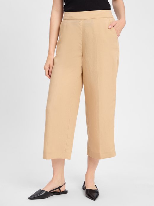 Spodnie damskie typu culottes z zawartością lnu
