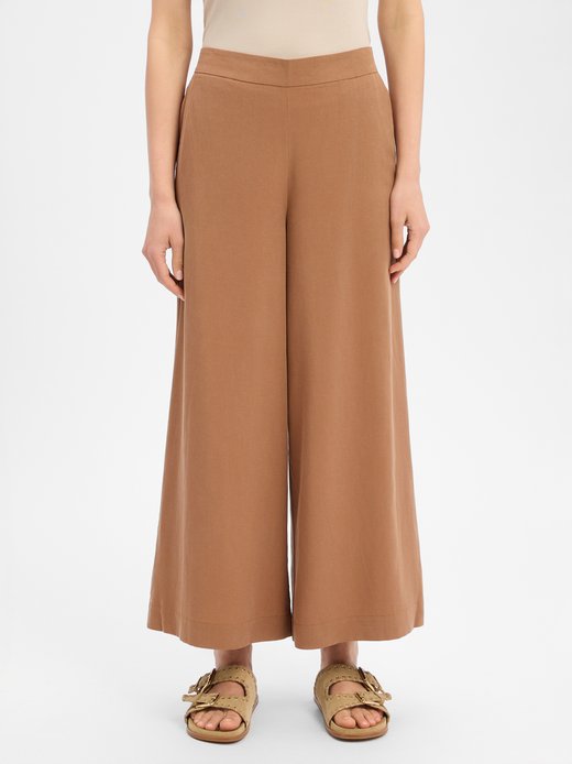 Spodnie damskie typu culottes z zawartością lnu