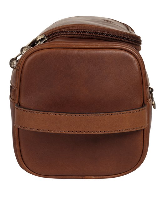 P&P Kulturtasche Aus Polyester – Schwarz-Braun Mit Zierschnalle – 3 Innenfächer, Ca. 29 X 20 X 10 Cm