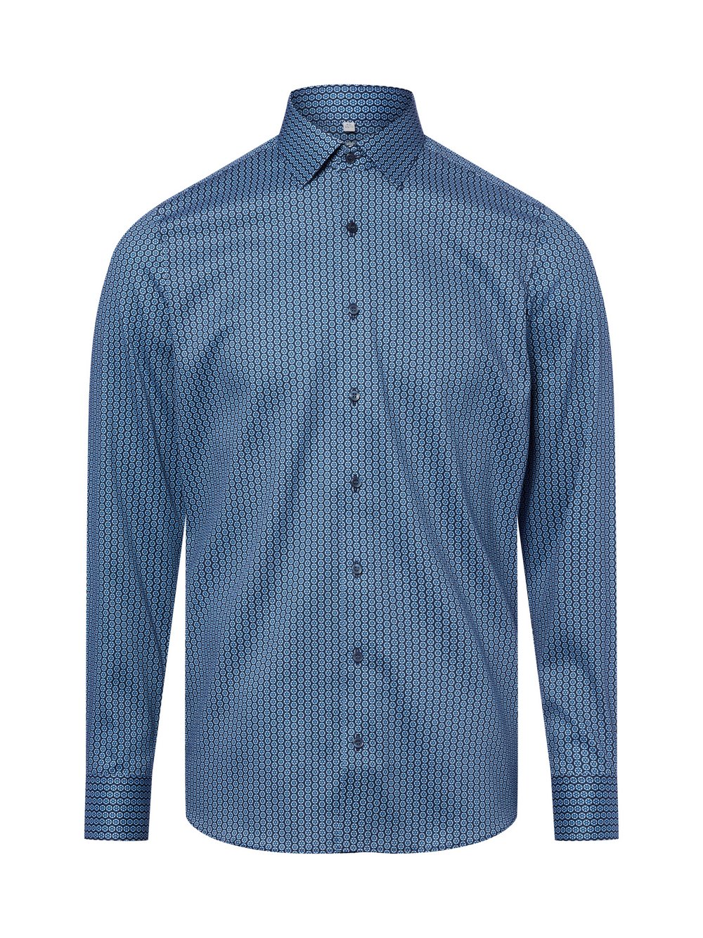 Thumbnail - OLYMP Level Five Hemd Bügelleicht Herren Slim Fit Baumwolle Kentkragen blau gemustert, 38