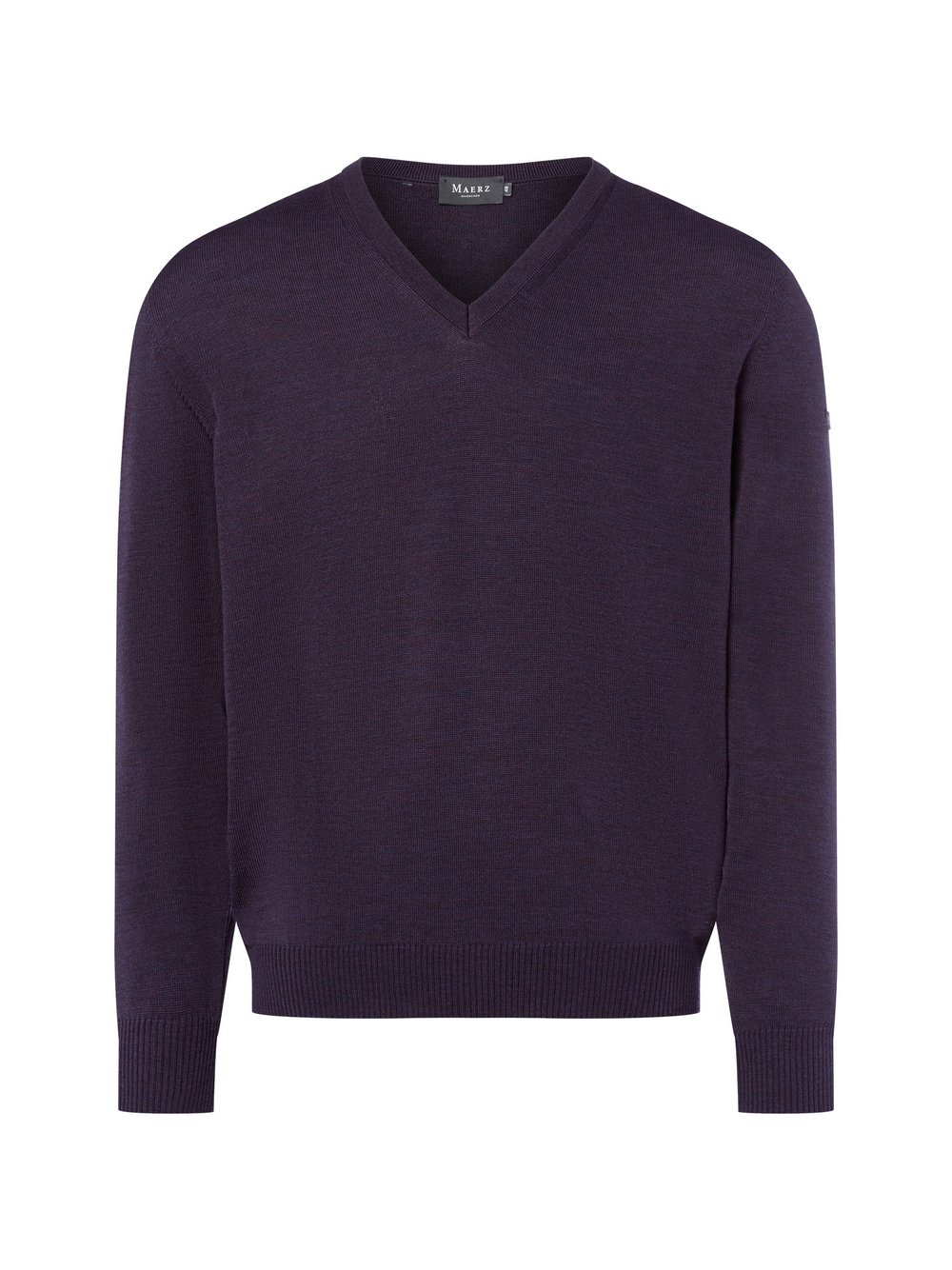 MAERZ Strickpullover aus Merinowolle Herren Schurwolle lila meliert, 58