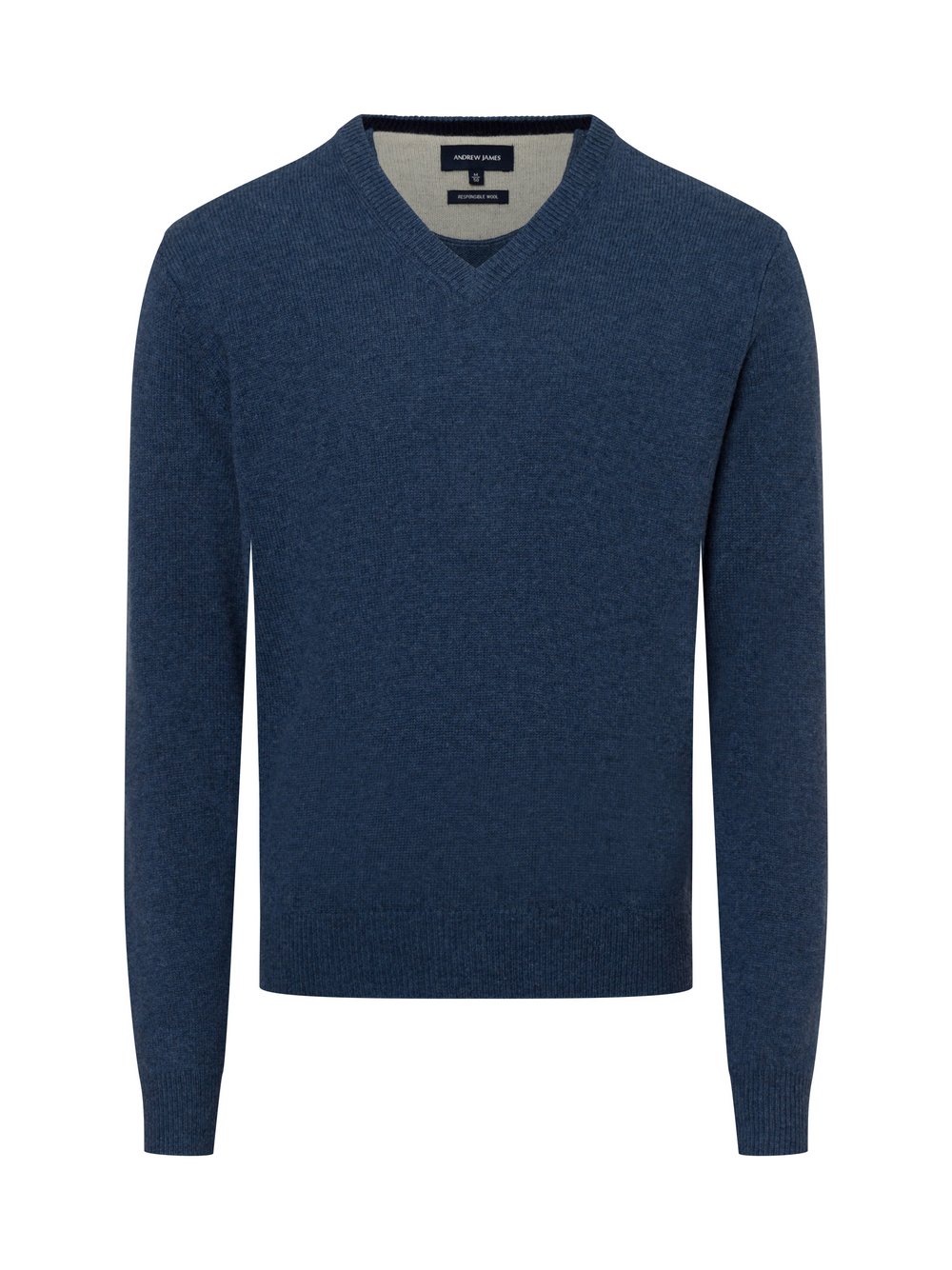 Andrew James Pullover Herren Schurwolle blau meliert, XXL