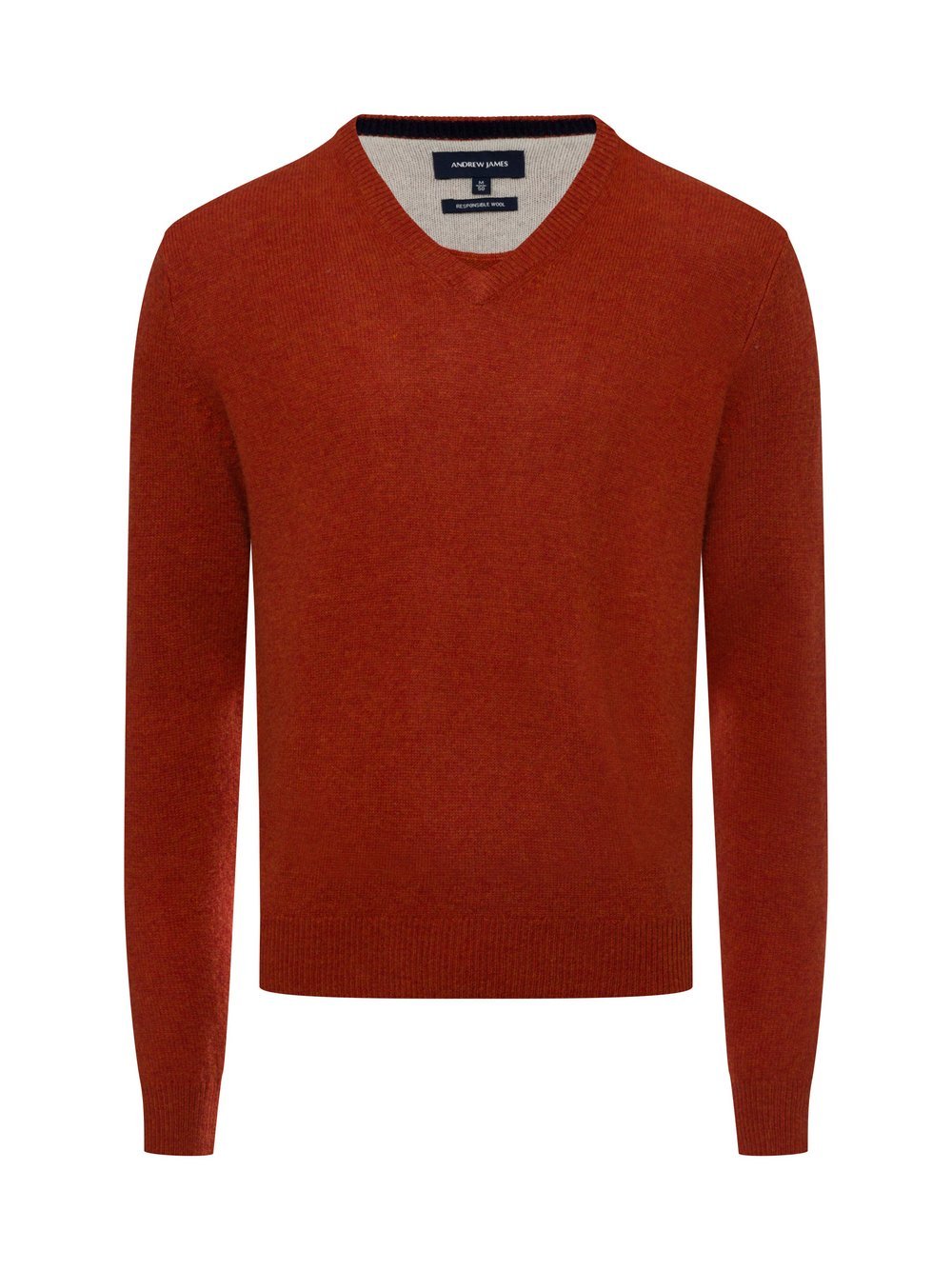 Andrew James Pullover Herren Schurwolle orange meliert, M