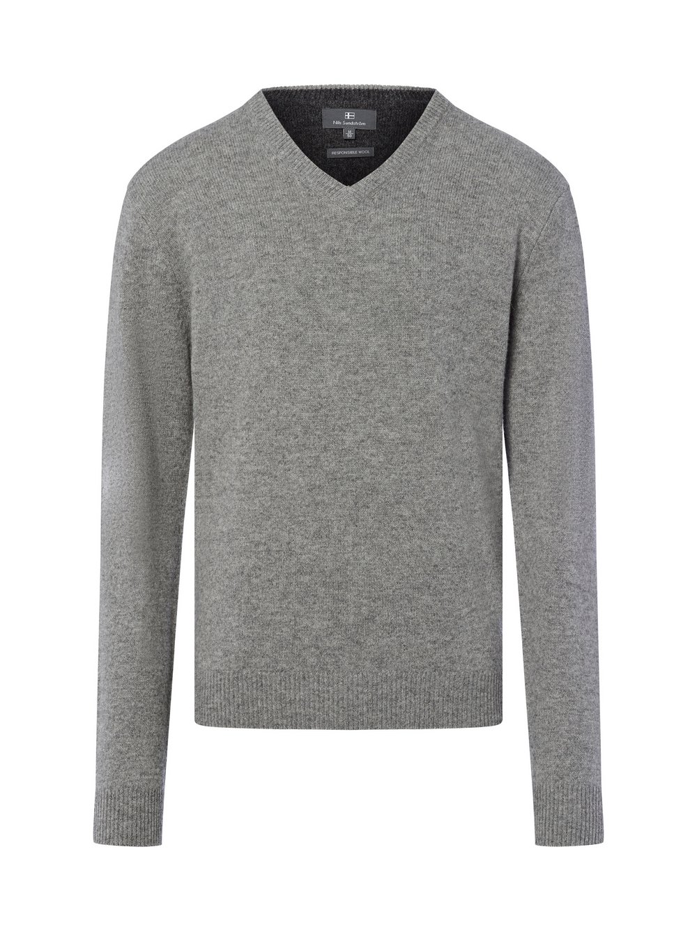 Nils Sundström Pullover Herren Schurwolle grau meliert, M