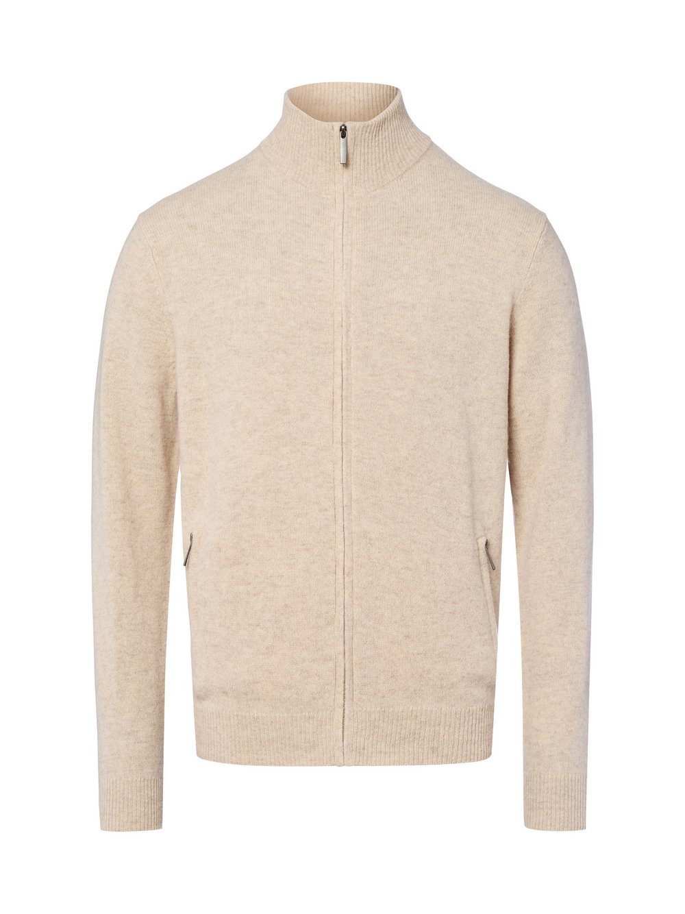 Nils Sundström Strickjacke Herren Schurwolle beige meliert, L