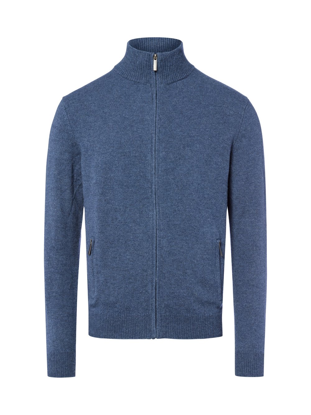 Nils Sundström Strickjacke Herren Schurwolle blau meliert, S