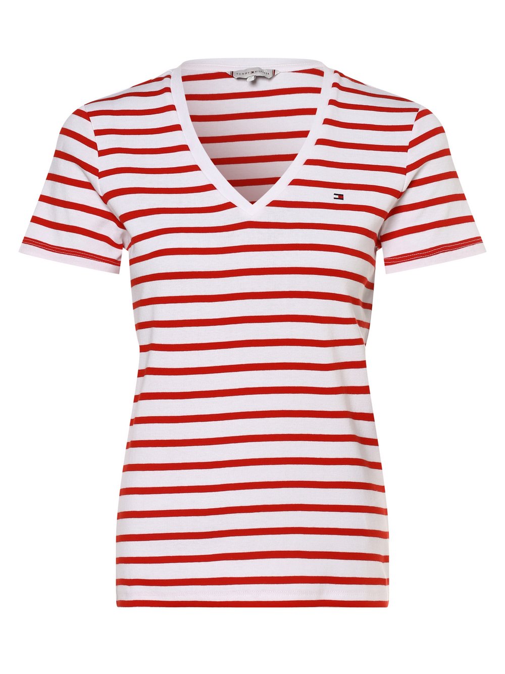 Tommy Hilfiger - T-shirt damski, czerwony|biały|wielokolorowy