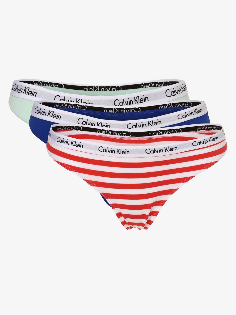 Calvin Klein - Stringi damskie, opakowanie po 3 szt., niebieski|zielony|czerwony|wielokolorowy