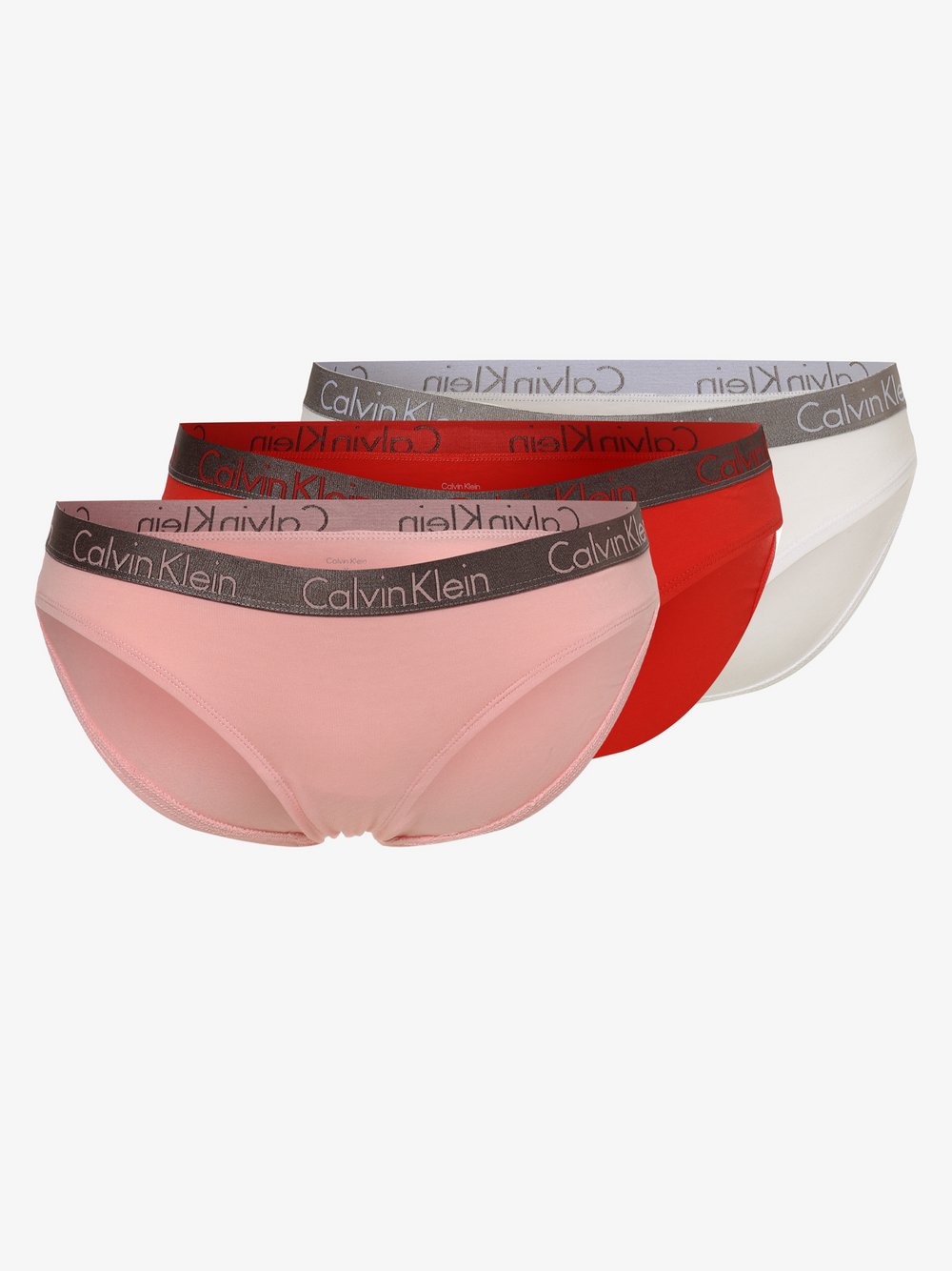 Calvin Klein - Figi damskie pakowane po 3 szt., różowy|czerwony|biały|wielokolorowy