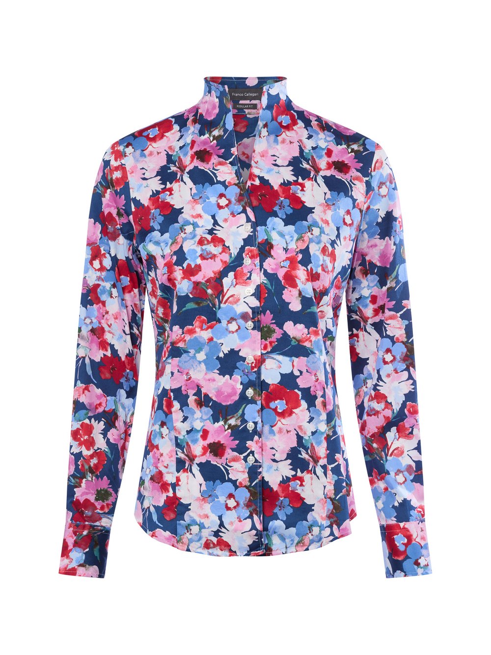 Franco Callegari Bluse Damen Regular Fit Baumwolle mehrfarbig gemustert, 48