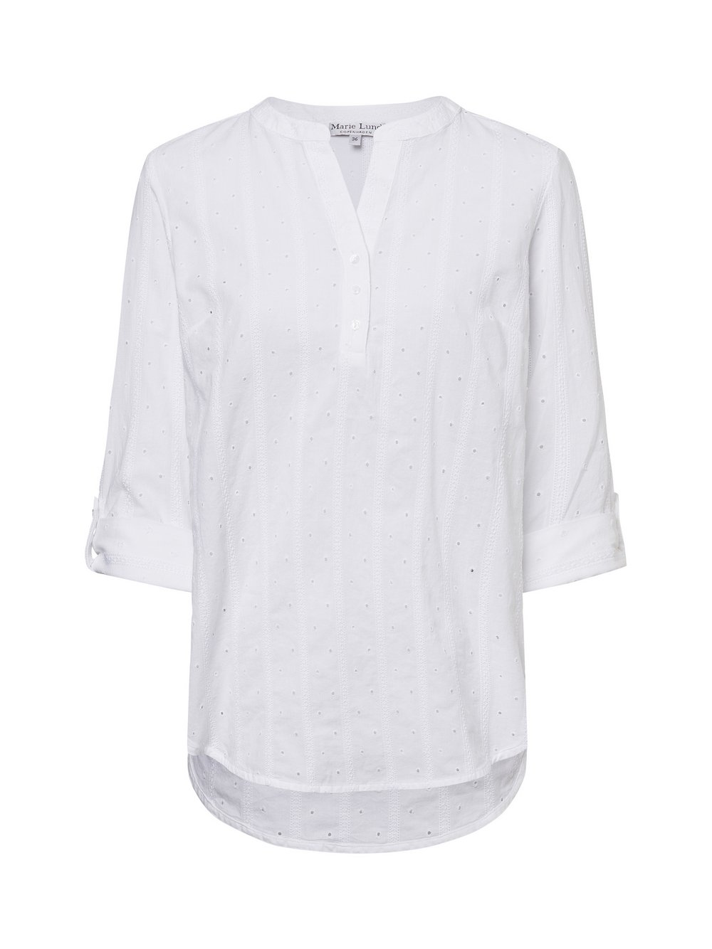 Marie Lund Bluse Damen Baumwolle weiß strukturiert, 46