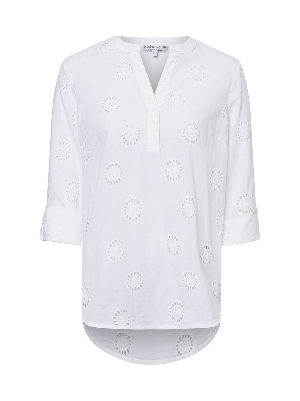 Marie Lund Bluse Damen Baumwolle weiß strukturiert, 46