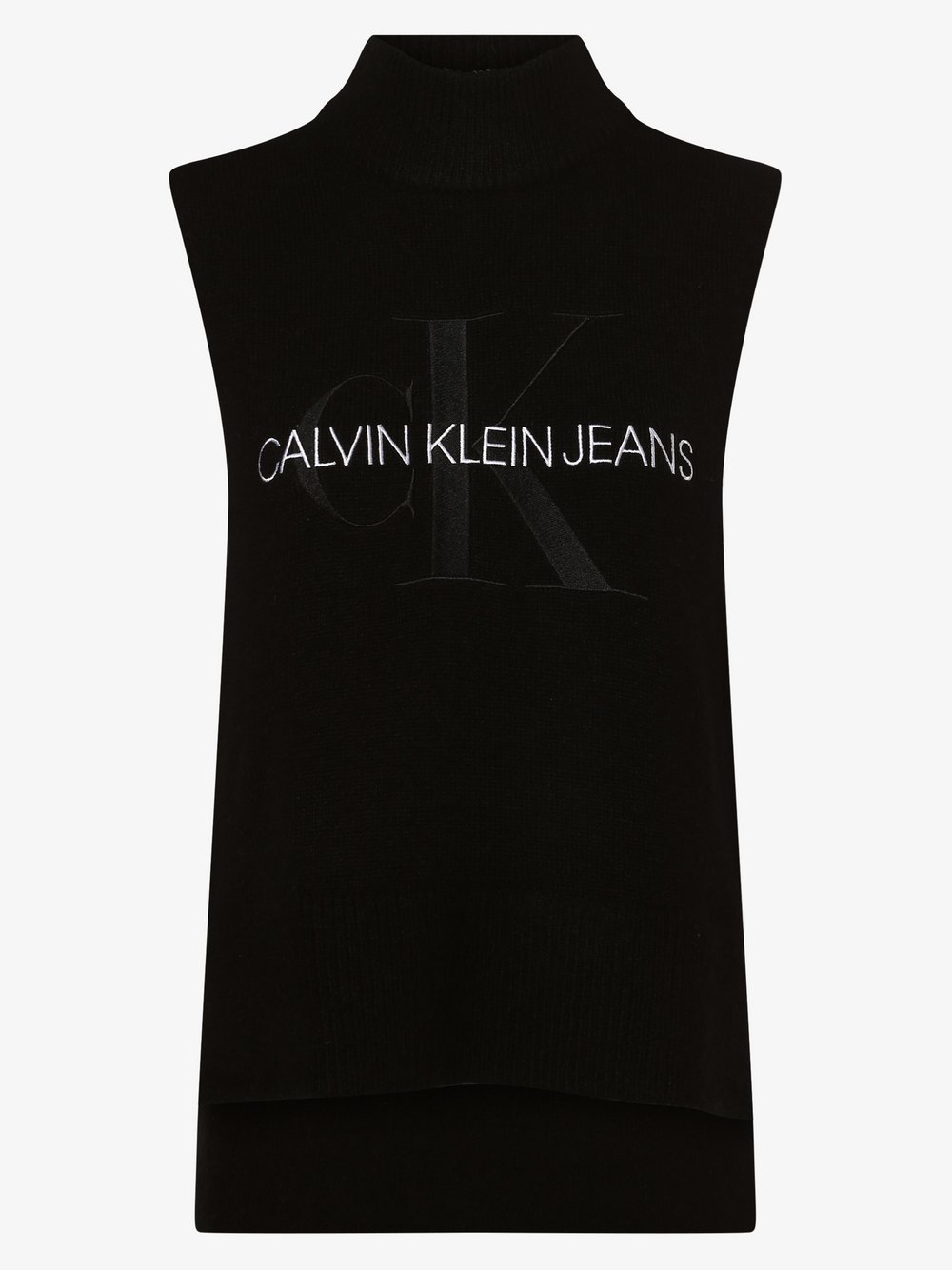 Calvin Klein Jeans - Damska kamizelka dzianinowa z dodatkiem alpaki, czarny