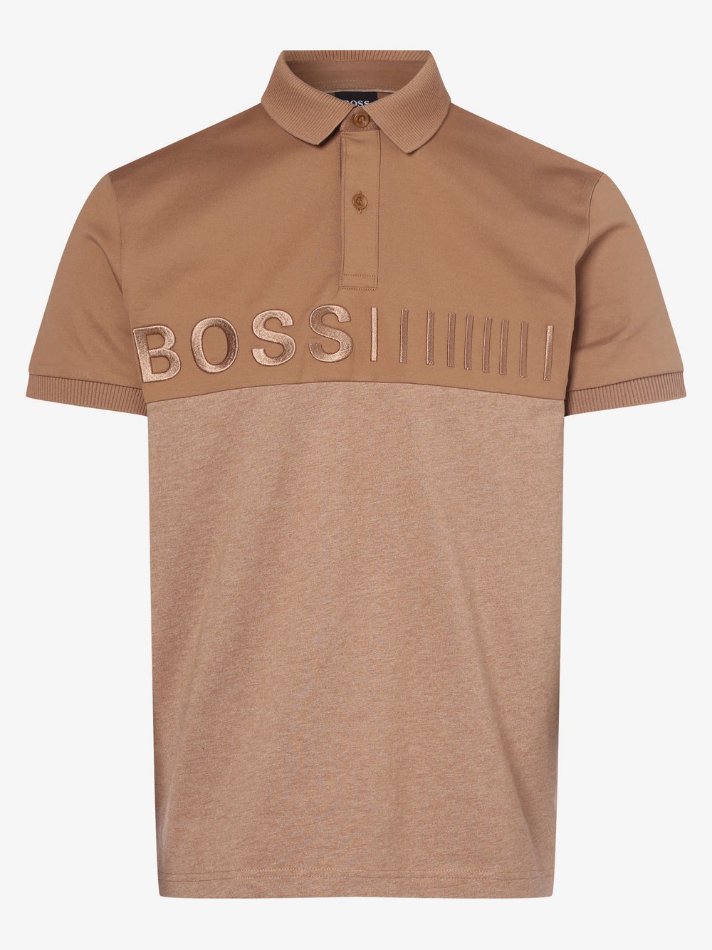BOSS Green - Męska koszulka polo – Pavel, beżowy|brązowy