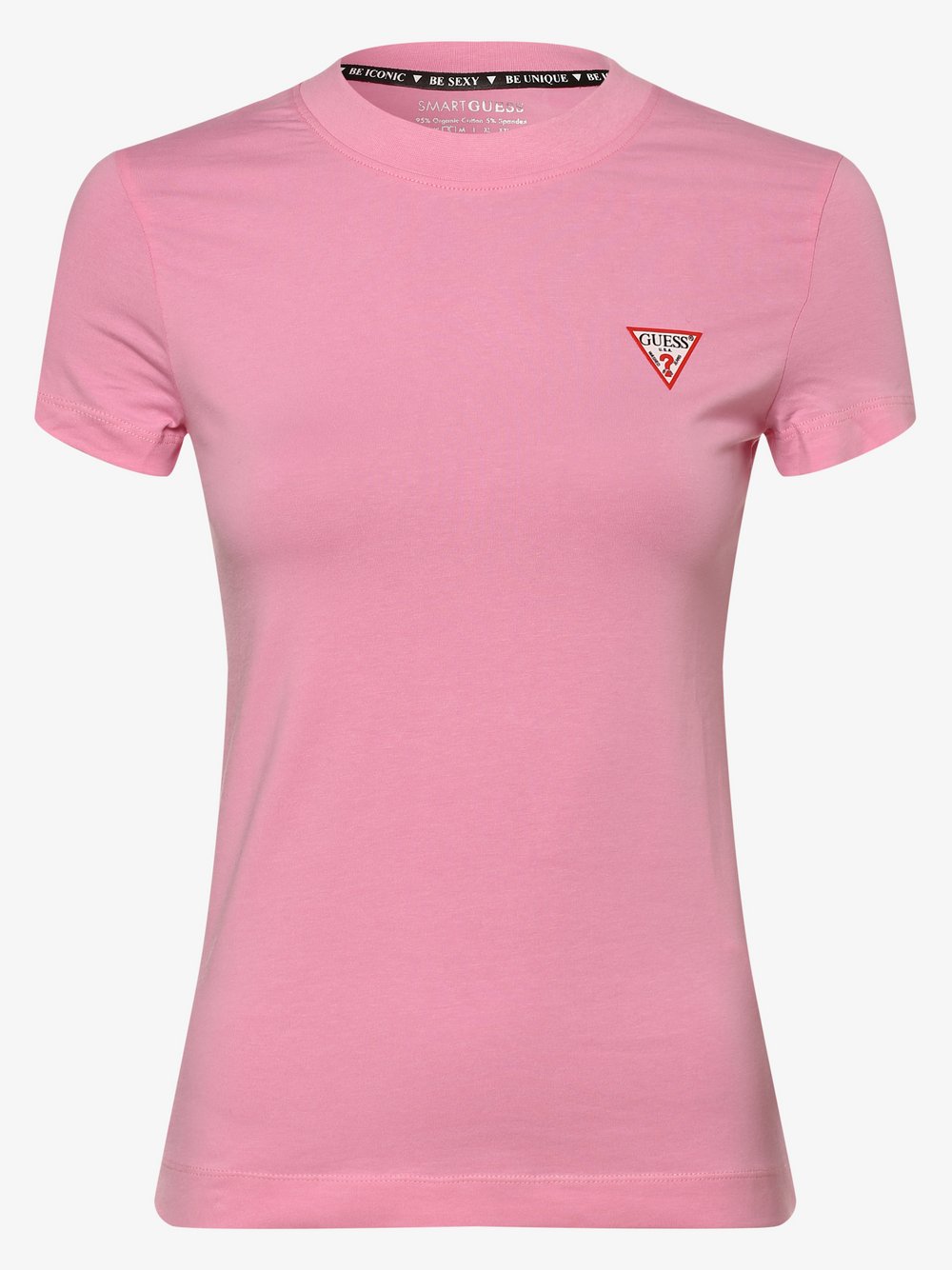 GUESS - T-shirt damski, różowy|wyrazisty róż