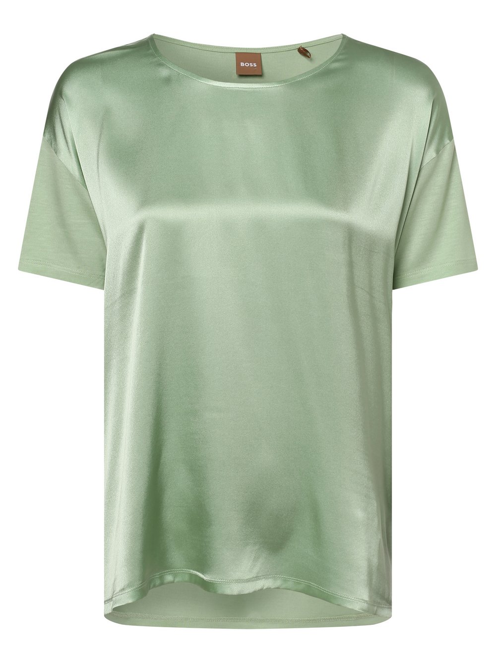BOSS - Koszulka damska z dodatkiem jedwabiu – Esandy, zielony