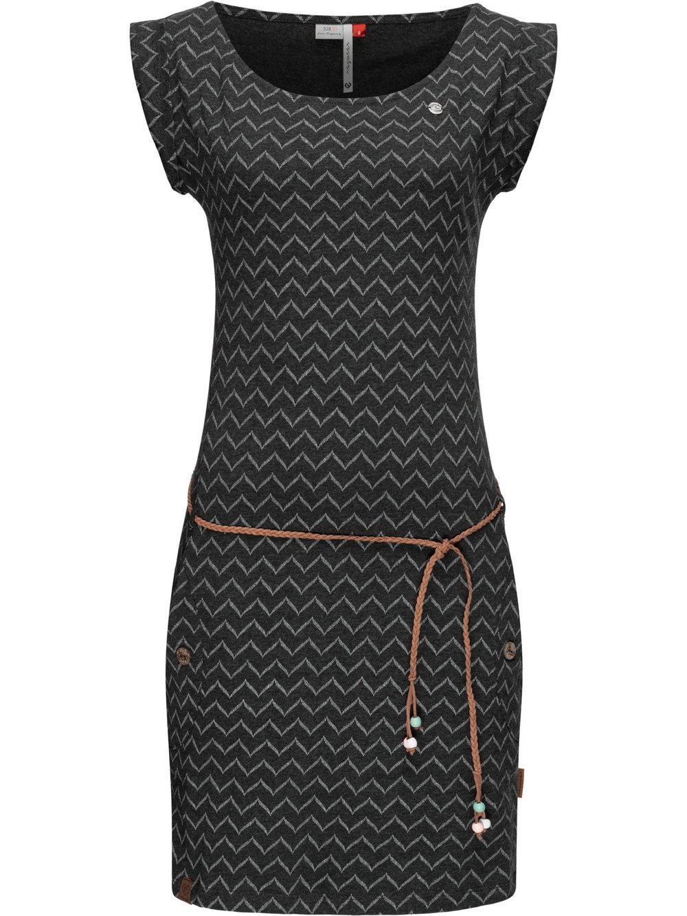 Ragwear Jerseykleid Damen Baumwolle schwarz gemustert, XS