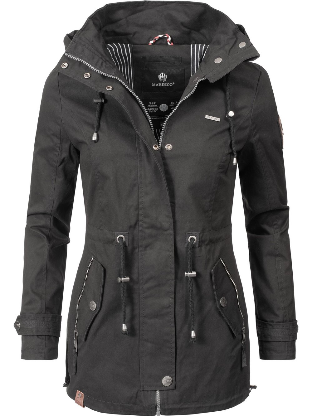 Marikoo Übergangsjacke Damen Baumwolle schwarz, XXL