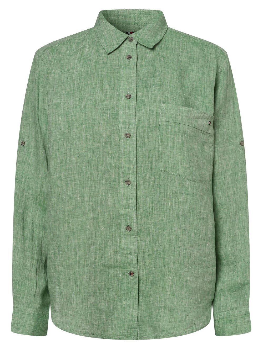 Tommy Hilfiger - Damska bluzka lniana, zielony