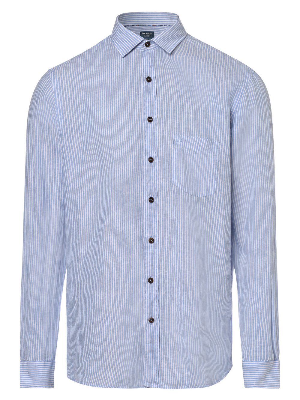 OLYMP Casual modern fit - Męska koszula lniana, niebieski