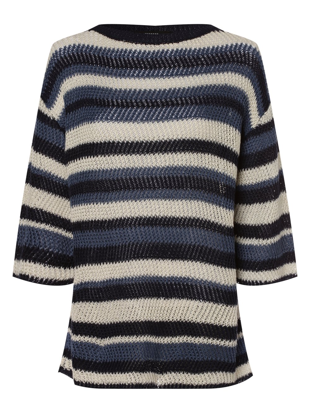 Max Mara Weekend - Damski sweter lniany – Gentile, niebieski|wielokolorowy