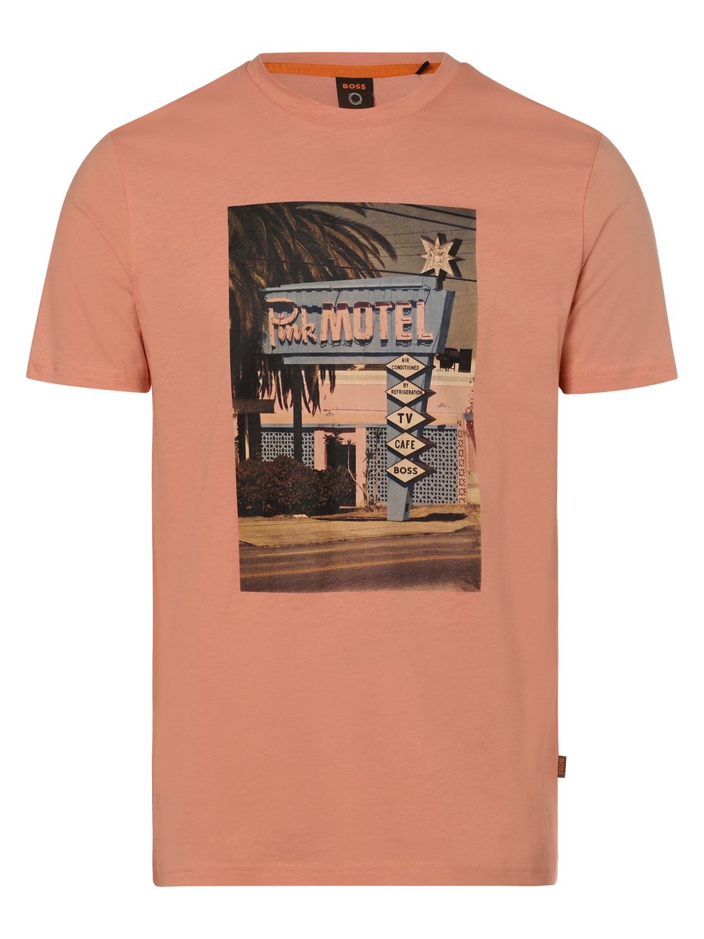 BOSS Orange - T-shirt męski – Thinking 4, pomarańczowy|różowy