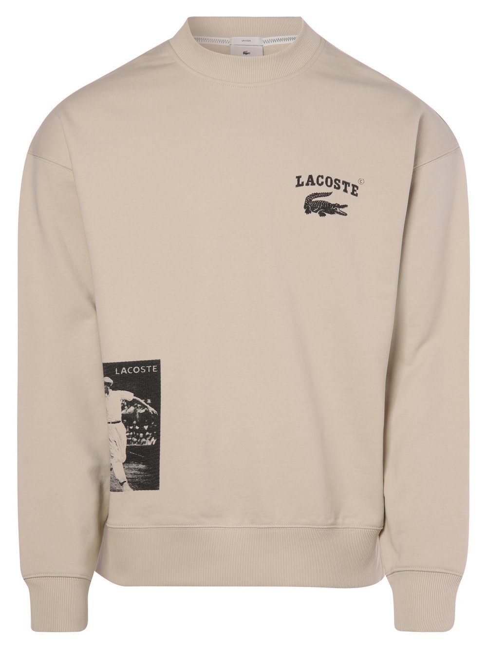 Lacoste - Bluza nierozpinana z nadrukiem z logo:, beżowy|szary