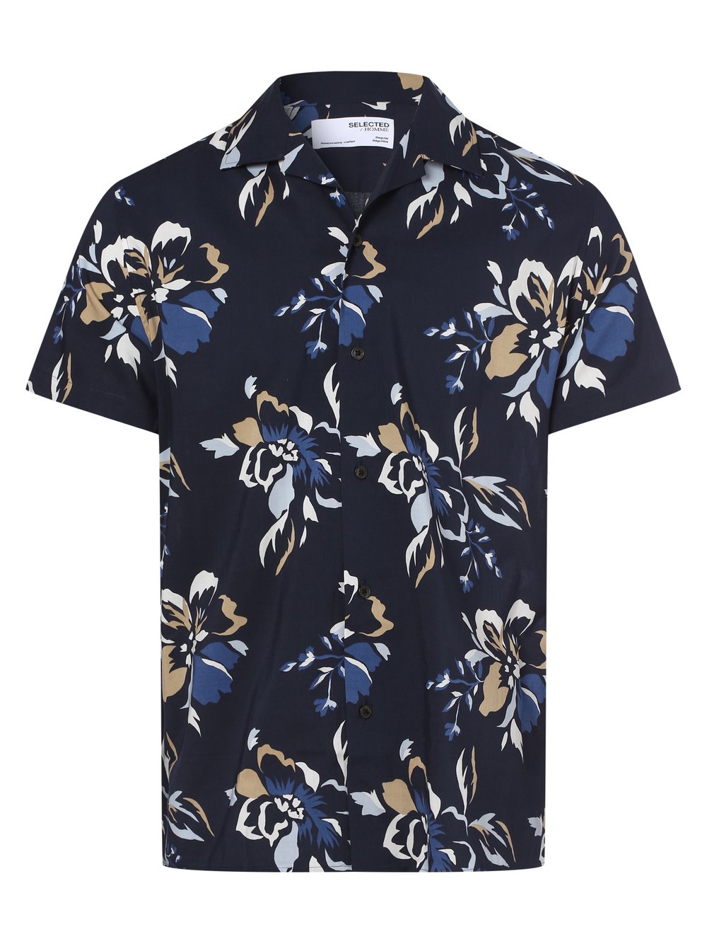 Selected - Koszula męska – SLHRegviggo, beżowy|niebieski|wielokolorowy
