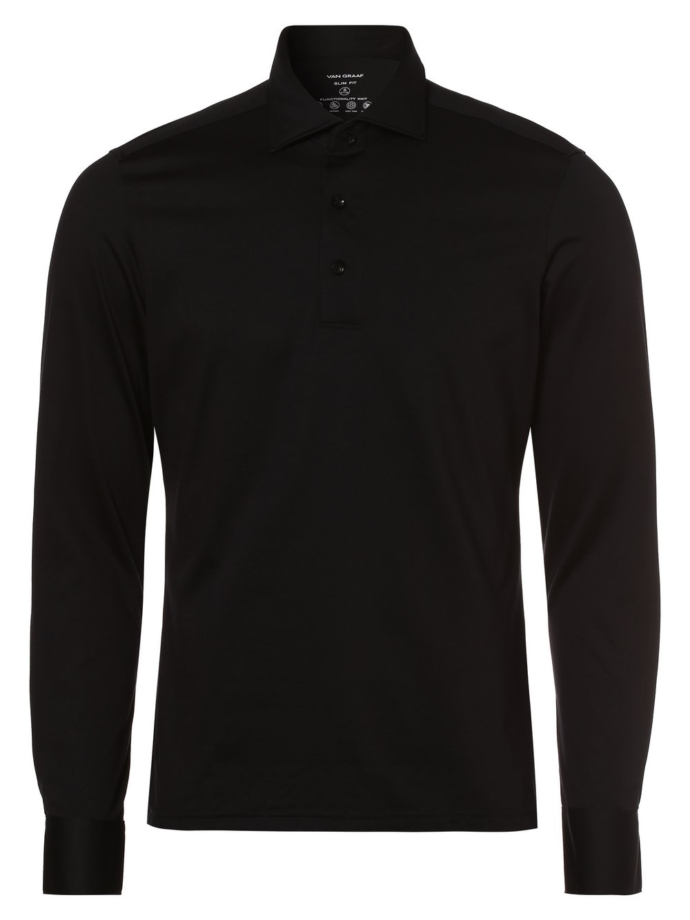 Van Graaf - Męska koszulka polo – łatwa w prasowaniu, czarny