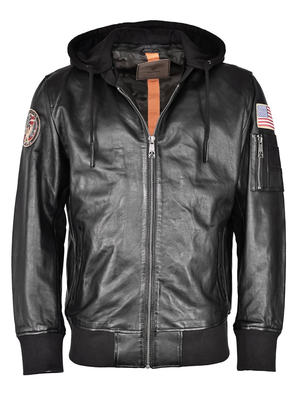 Topgun Lederjacke Herren schwarz, L