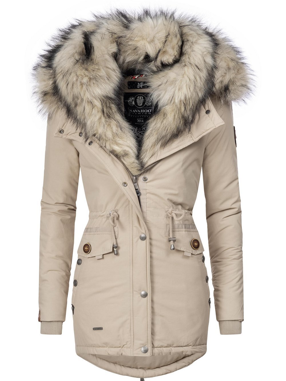 Navahoo Wintermantel Damen beige, L