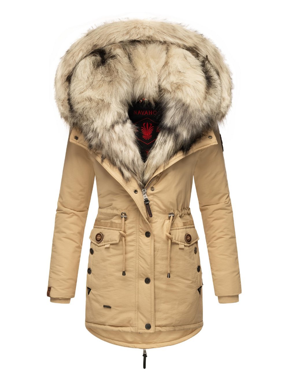 Navahoo Wintermantel Damen beige, M