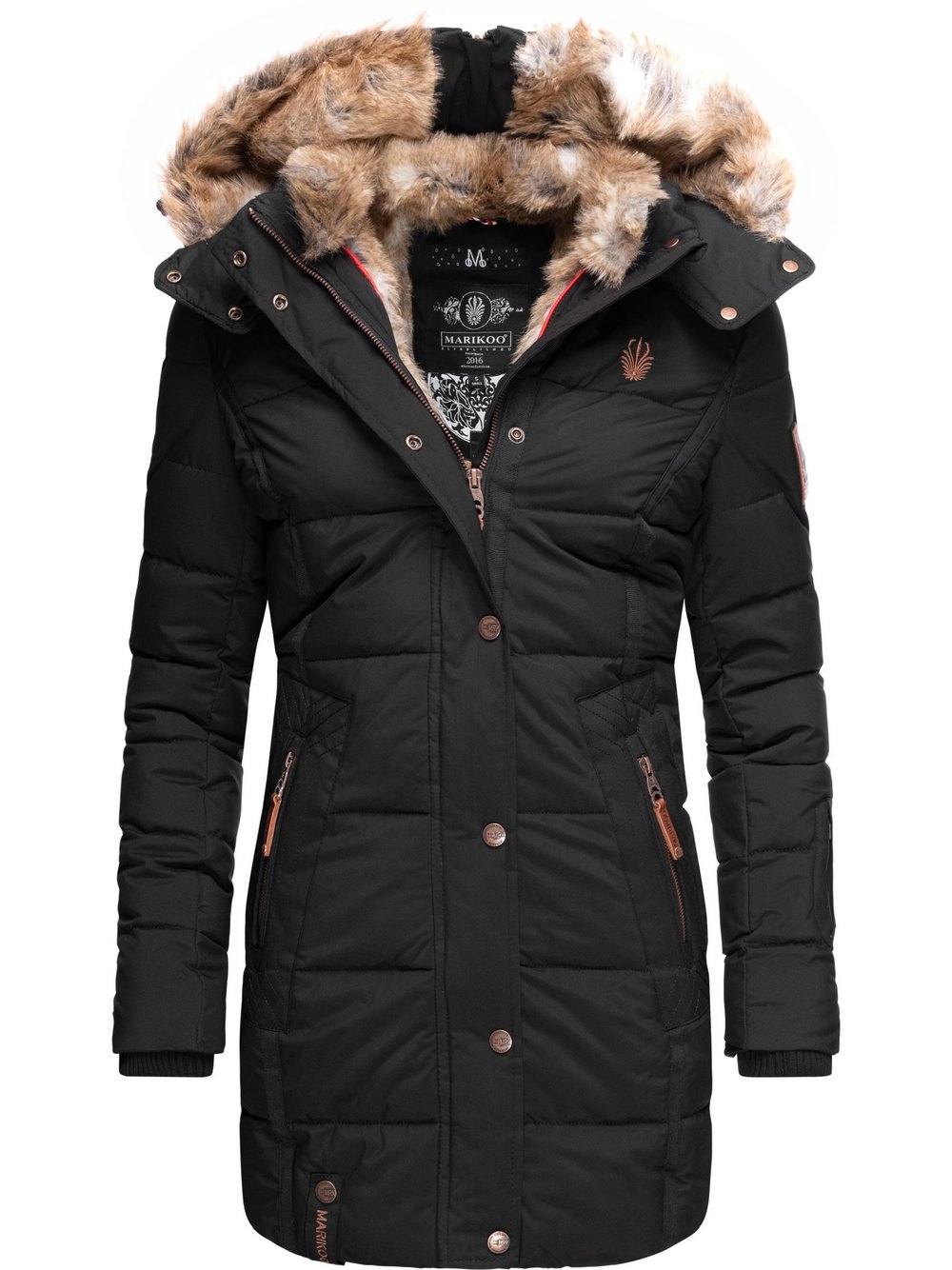 Marikoo Wintermantel Damen schwarz, XS