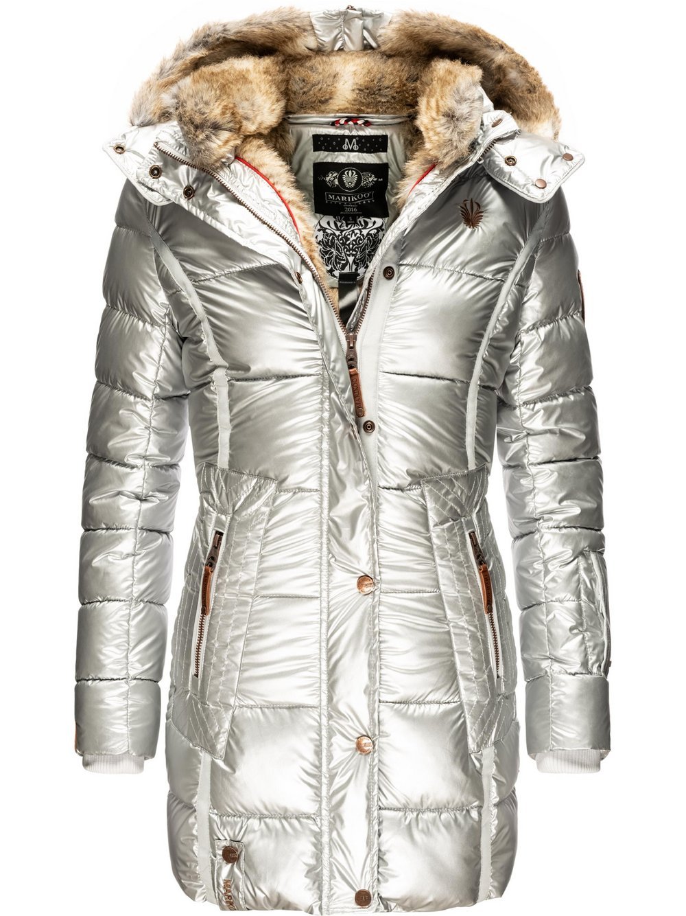 Marikoo Wintermantel Damen silber, XS