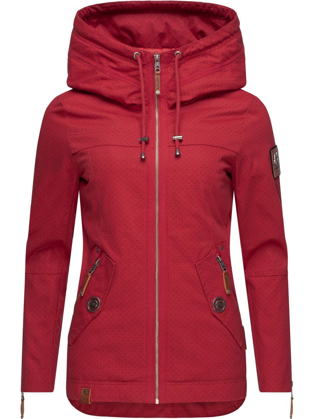 Navahoo Übergangsjacke Damen Baumwolle rot gepunktet, M