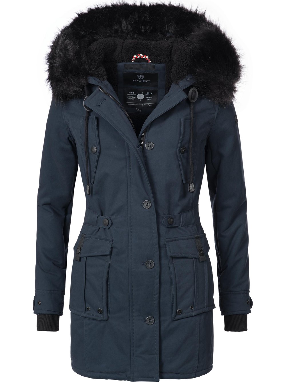 Navahoo Wintermantel Damen Baumwolle blau, S