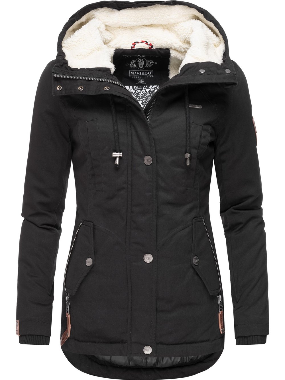 Marikoo Winterjacke Damen Baumwolle schwarz, XL