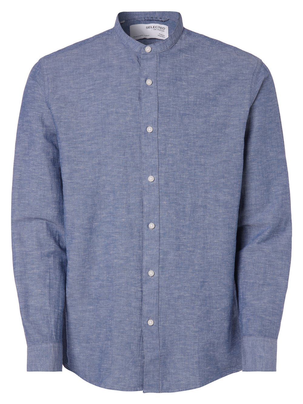 Selected - Męska koszula z dodatkiem lnu – SLHRegnew-Linen, niebieski