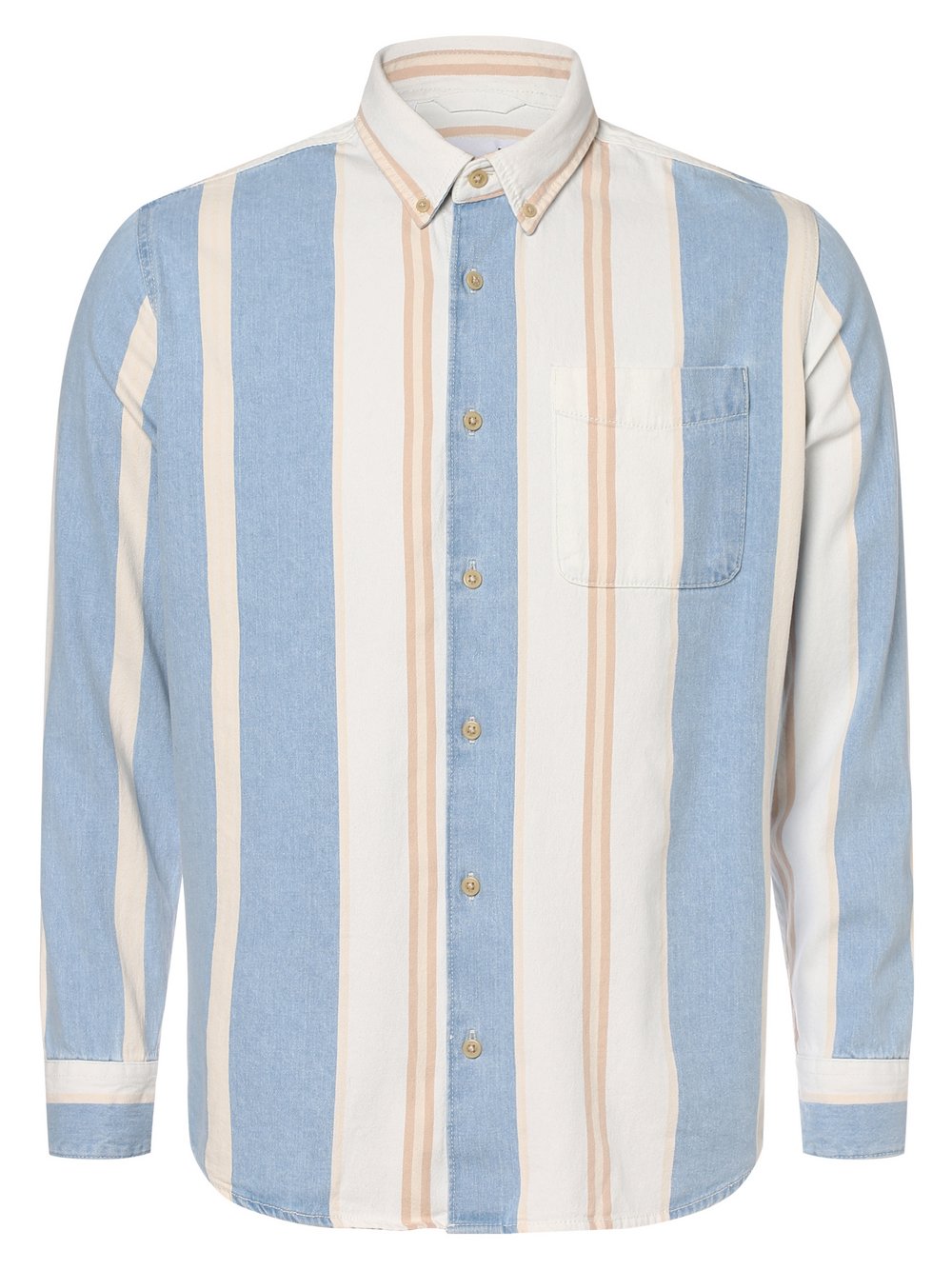 Selected - Męska koszula jeansowa – SLHBrad, beżowy|niebieski|wielokolorowy