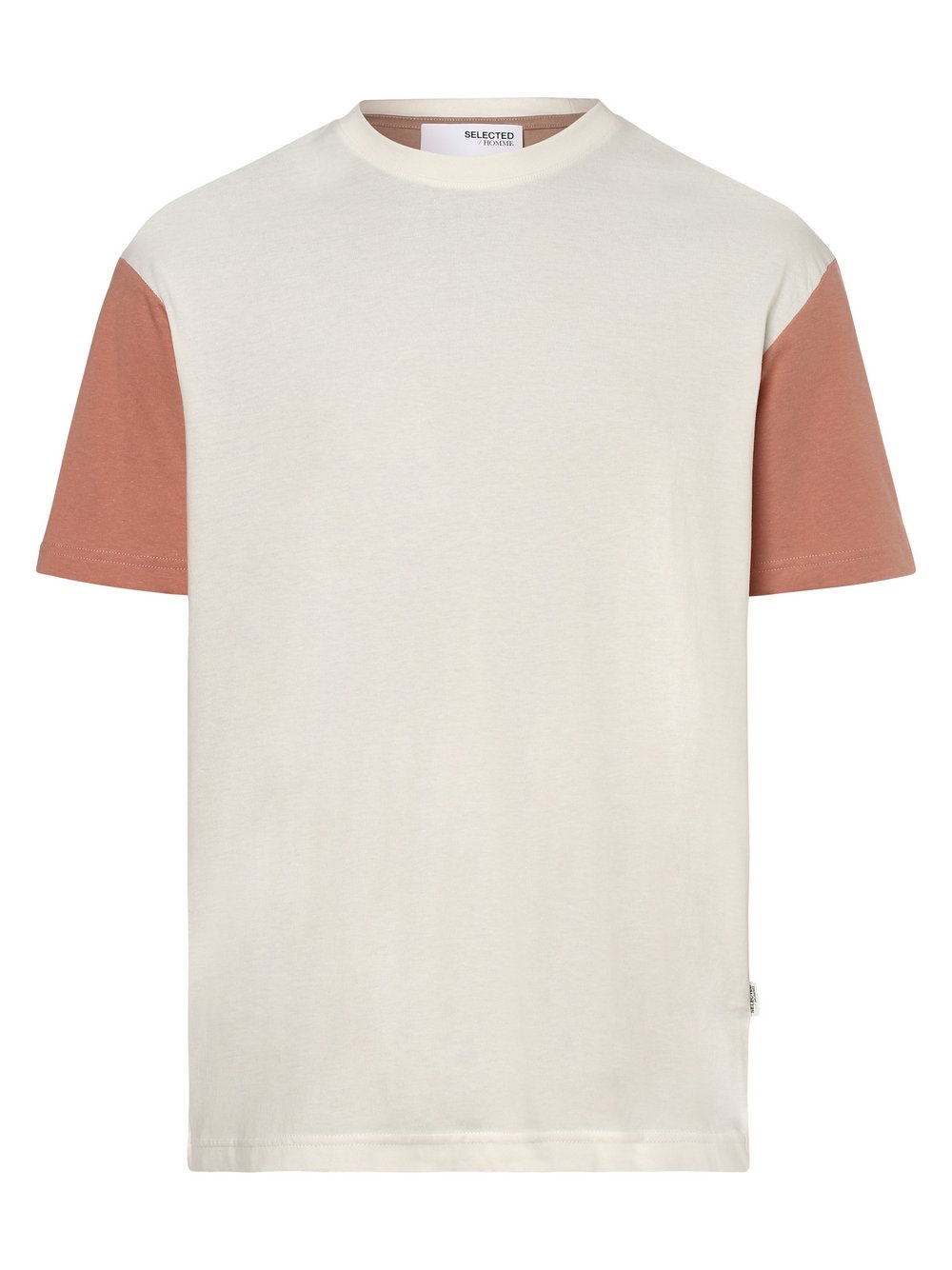 Selected - T-shirt męski – SLHLoosedominic, biały|różowy