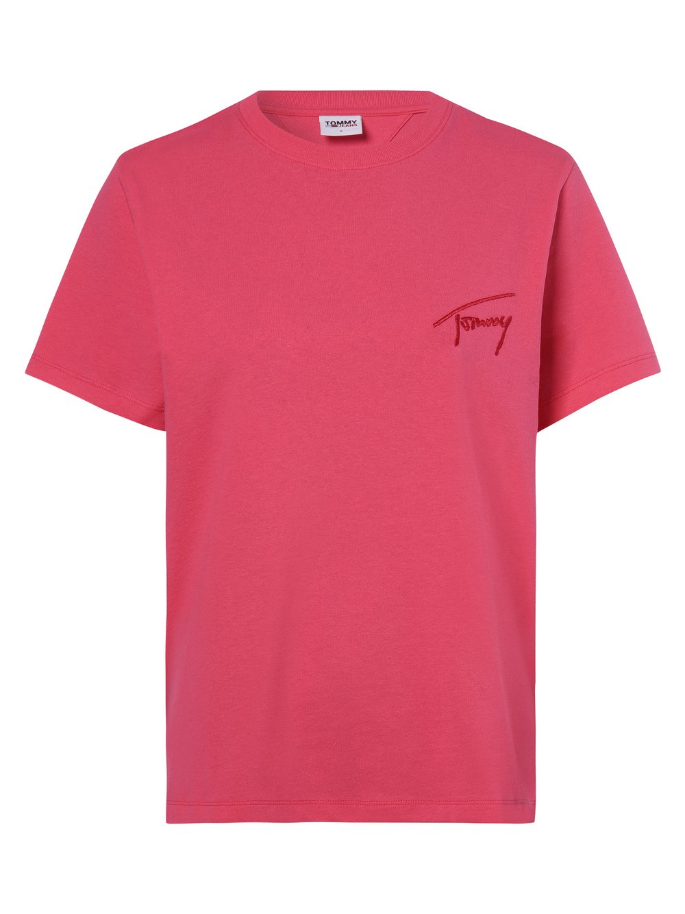 Tommy Jeans - T-shirt damski, wyrazisty róż