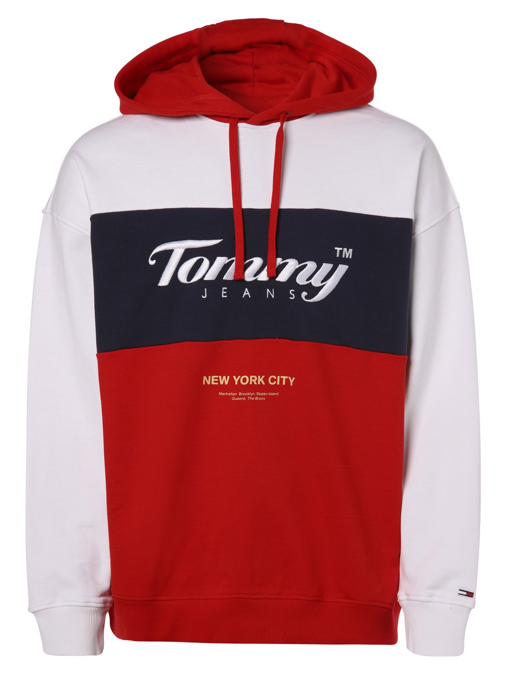Tommy Jeans - Męska bluza z kapturem, niebieski|biały|wielokolorowy|czerwony