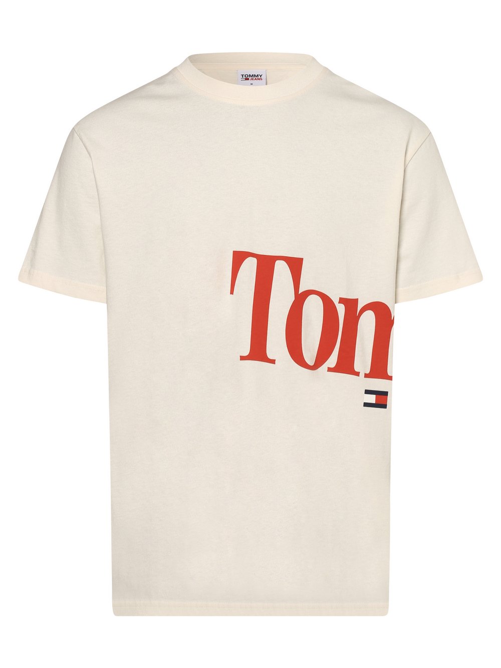 Tommy Jeans - T-shirt męski, biały|beżowy