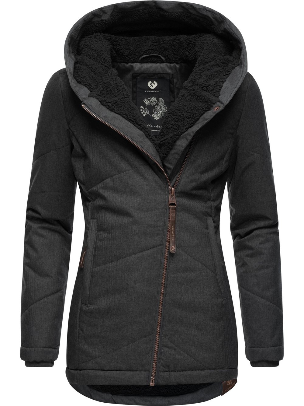 Ragwear Winterjacke Damen schwarz gemustert, M