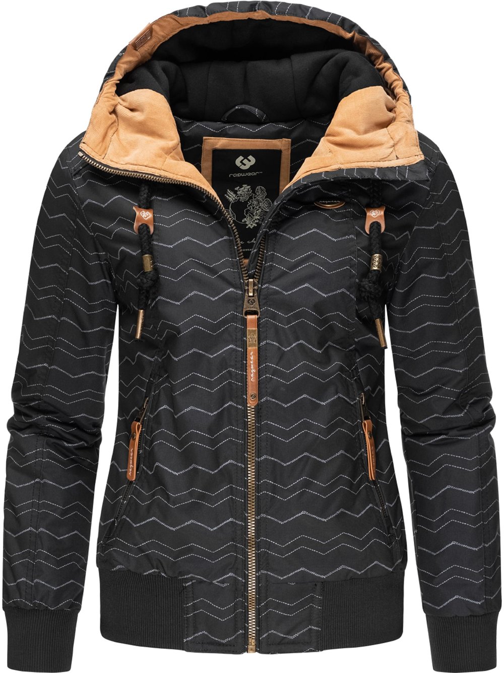 Ragwear Winterjacke Damen schwarz gemustert, XS