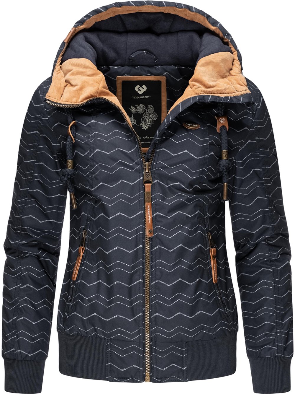 Ragwear Winterjacke Damen blau gemustert, XS